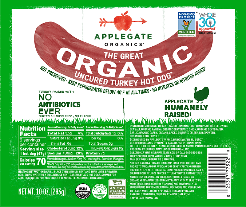 Products Hot Dogs The Great Organic Turkey Hot Dog Applegate